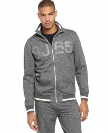 Bring a street sensibility to your sportswear. This slub track jacket from Sean John blends both looks effortlessly. Bring a street sensibility to your sportswear. This slub track jacket from Sean John blends both looks effortlessly.