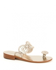 With both western and bohemian influences, these Jack Rogers sandals show off shimmering metallic leather and a versatile look.