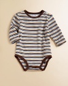 An essential one-piece cotton bodysuit is splashed with bold stripes for your cute baby.CrewneckLong sleevesShoulder snapsBottom snapsCottonMachine washImported Please note: Number of snaps may vary depending on size ordered. 