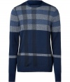 Iconic and equally sophisticated, Burberry Londons oversized check pullover is a sleek choice for dressing up or down - Round neckline, long sleeves, fine ribbed trim - Slim fit - Wear with modern tailored trousers and sleek lace-ups