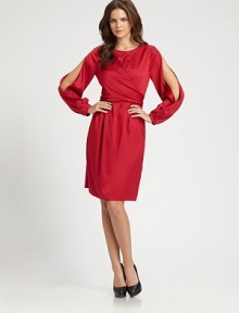 A classic design with sexy split sleeves, flattering draping and convenient slash pockets.Round neckSplit sleevesSide zipperSelf-tieSlash pocketsAbout 40 from shoulder to hem95% silk/5% elastaneDry cleanImported Model shown is 5'9½ (176cm) wearing US size 4. A classic design with sexy split sleeves, flattering draping and convenient slash pockets.Round neckSplit sleevesSide zipperSelf-tieSlash pocketsAbout 40 from shoulder to hem95% silk/5% elastaneDry cleanImported Model shown is 5'9½ (176cm) wearing US size 4.