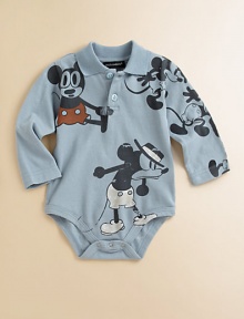 A cute Mickey Mouse print adorns this cozy cotton one-piece.Shirt collarLong sleevesButton-frontBottom snapsCottonMachine washMade in Italy Please note: Number of buttons and snaps may vary depending on size ordered. A cute Mickey Mouse print adorns this cozy cotton one-piece.Shirt collarLong sleevesButton-frontBottom snapsCottonMachine washMade in Italy Please note: Number of buttons and snaps may vary depending on size ordered.
