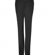Sleek and sophisticated, Costume Nationals lightweight wool-silk pants lends a contemporary edge to your business wardrobe - Tonal trimmed side and back slit pockets, zip fly, hidden hook closures - Slim tailored fit - Wear with the matching blazer and slick leather lace-ups