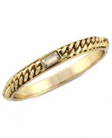 Get roped in. Jessica Simpson's bangle bracelet is crafted from gold-tone mixed metal with a crystal accent and stylish rope motif. Approximate diameter: 3 inches.