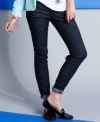 Hit the town in vivid denim with these skinny leg, polka-dot print cuties from Jolt!