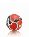 Let your romantic side show with PANDORA 'Red Hot Love' charm featuring enamel hearts in sterling silver.