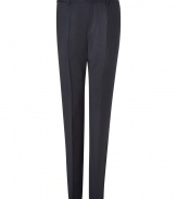 Up the ante of your office wardrobe with these sophisticated pants from Hugo - Flat front, off-seam pockets, back welt pockets with buttons - Slim fit - Transitions from the office to evening effortlessly - pair with a button-down and matching blazer