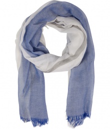 Detailed in cool spring hues, Jil Sanders cotton scarf is a chic way to wear color - Frayed edges - Wrap around a crisp button-down, a slim cut blazer and tailored trousers Detailed in cool spring hues, Jil Sanders cotton scarf is a chic way to wear color - Frayed edges - Wrap around a crisp button-down, a slim cut blazer and tailored trousers