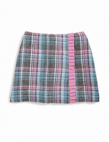 THE LOOKBack zip closure with elastic sides Mock wrap style Plaid design Pleated ribbon trim A-line silhouette Fully linedTHE MATERIAL60% wool/40% viscoseCARE & ORIGINDry clean Imported THE LOOKBack zip closure with elastic sides Mock wrap style Plaid design Pleated ribbon trim A-line silhouette Fully linedTHE MATERIAL60% wool/40% viscoseCARE & ORIGINDry clean Imported