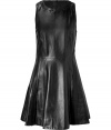 With a 50s style fit-and-flare silhouette and luxe black lambskin, Rag & Bones laced-trim dress is both flattering and exquisitely edgy - Round neckline, sleeveless, laced trim, tonal metal back zip - Form-fitting bodice, full skirt - Wear with opaque tights and leather ankle boots