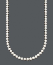 A longer strand of pearls puts a modern spin on traditional elegance. This polished necklace by Belle de Mer presents AA+ cultured freshwater pearls (9-10 mm) with a 14k gold clasp. Approximate length: 30 inches. A longer strand of pearls puts a modern spin on traditional elegance. This polished necklace by Belle de Mer presents AA+ cultured freshwater pearls (9-10 mm) with a 14k gold clasp. Approximate length: 30 inches.