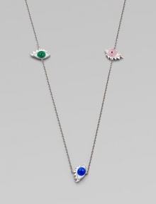 Keep an eye on style with this bright enamel accented stainless steel eye stations on a link chain. Sterling silverEnamelLength, about 23½Slip-on styleMade in Italy Keep an eye on style with this bright enamel accented stainless steel eye stations on a link chain. Sterling silverEnamelLength, about 23½Slip-on styleMade in Italy