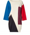 Make an artful impact this season in Marc by Marc Jacobs color-blocked cotton dress - Boat-neckline, wide 3/4 sleeves, patch pockets, relaxed fit - Pair with opaque tights and patent leather flats