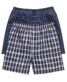 If cool comfort's the name of your game, then you've got to step right into these roomy plaid boxers from Jockey. If cool comfort's the name of your game, then you've got to step right into these roomy plaid boxers from Jockey.