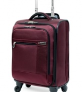 A little goes a long way with lightweight luggage that eases your load without sacrificing durability. The long life of this incredibly strong suitcase keeps you traveling, offering 360-degree wheels, an expandable main compartment and convenient interior features that keep your clothes wrinkle free. Limited lifetime warranty. Qualifies for Rebate