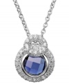 Feeling the blue. CRISLU's pendant is crafted from platinum over sterling silver with sapphire-colored and clear cubic zirconias (1-2/5 ct. t.w.) giving it a glistening touch. Approximate length: 16 inches + 2-inch extender.