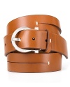 The time-honored tradition of Salvatore Ferragamo continues to innovate on classic designs like this exceptional belt. Slit across the band, the premium leather is accented with thin vertical threading and a Gancini logo buckle refines the look.