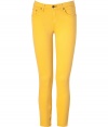 Stylish skinny jeans in fine,yellow cotton stretch blend - A chic standout from New York cult label Rag & Bone - Bold, abstract splash colour - Ultra-fitted, curve-hugging cut - Five pocket style with zip fly, button closure and belt loops - Pant crops at ankles - Pair with a solid, silk top or light cashmere pullover and ballet flats or platform pumps