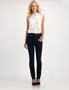 Classic, slim-fitting denim with five-pocket styling and a high waist. THE FITFitted through hips and thighsRise, about 10Inseam, about 34THE DETAILSZip flyFive-pocket style98% cotton/2% elastaneMachine washImportedModel shown is 5'11 (180cm) wearing US size 4. Classic, slim-fitting denim with five-pocket styling and a high waist. THE FITFitted through hips and thighsRise, about 10Inseam, about 34THE DETAILSZip flyFive-pocket style98% cotton/2% elastaneMachine washImportedModel shown is 5'11 (180cm) wearing US size 4.