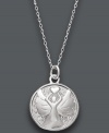 Give the gift of a guardian angel. Unwritten's symbolic pendant features an engraved angel design accented by sparkling crystals. The reverse side features the words: Watch Over Me. Crafted in sterling silver. Approximate length: 18 inches. Approximate drop: 1 inch.