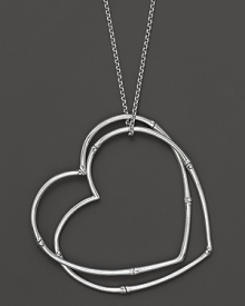 Two bamboo hearts, in sterling silver, make a sweet statement on a chain.