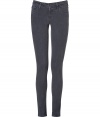 Super slim and super flattering, Adriano Goldschmieds softly faded dark grey stretch jean leggings are essential for edgy everyday looks - Classic five-pocket style, button closure, belt loops - Extra form-fitting - Team with oversized tops and statement studded accessories