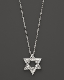 Diamond pavé adds sparkle to a sterling silver Star of David pendant necklace from the Classic Chain Kepang collection by John Hardy.