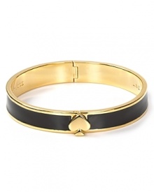 Solo or stacked, kate spade new york's enamel bangle makes a subtle statement. Style yours with a clean white blouse--roll up the sleeves to make this piece pop. Solo or stacked, kate spade new york's enamel bangle makes a subtle statement. Style yours with a clean white blouse--roll up the sleeves to make this piece pop.