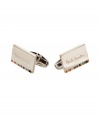 Complete your look with these stylish cufflinks from PS Paul Smith - Silver with colorful detailing and a stamped logo - Perfect for everyday or as a thoughtful gift