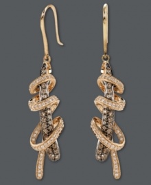 A work of art. Le Vian's swirling drop earrings shine with the addition of round-cut chocolate diamonds (3/4 ct. t.w.) and white diamonds (1-1/6 ct. t.w.). Crafted in 14k rose gold. Approximate drop: 1-3/4 inches. A work of art. Le Vian's swirling drop earrings shine with the addition of round-cut chocolate diamonds (3/4 ct. t.w.) and white diamonds (1-1/6 ct. t.w.). Crafted in 14k rose gold. Approximate drop: 1-3/4 inches.