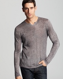 John Varvatos Sprayed Split Crew Neck Sweater John Varvatos Sprayed Split Crew Neck Sweater