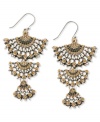 Fan yourself with these eye-catching triple drop earrings from Lucky Brand. Shaped like open fans, these detailed drops are crafted in silver tone and gold tone mixed metal. Approximate drop: 2-1/8 inches.