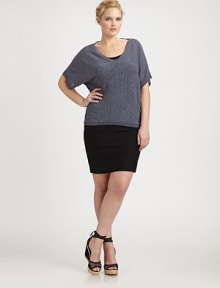 Super soft, a grainy knit that offers much-coveted texture and an ultra-feminine, oval shape this season. V-necklineElbow-length sleevesRibbed trimPull-on styleAbout 25 from shoulder to hem45% linen/29% cotton/14% nylon/12% rayonHand washImported