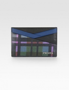 Made with saffiano leather. 4W X 2¾H Made in Italy Made with saffiano leather. 4W X 2¾H Made in Italy