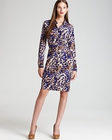 Exotics go executive as crisp animal print enlivens a classic AK Anne Klein shirt dress. Tame the bold silhouette with polished pumps and take charge of the corner office.