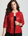 Lafayette 148 New York Plus Size Leather Grid Jacket