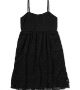 Roxy transforms the classic black dress with a smattering of delicate pin dots for an ultra-girly touch.