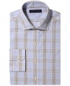 Shake up your solid rotation with this slim-fit dress shirt from Tommy Hilfiger.