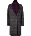 Stylish Bordeaux multicolor long wool coat - Channel cold weather chic in this luxurious wool coat - Of-the-moment boyfriend silhouette and flattering V-neck - Style with straight leg jeans and a pullover for day - Pair with a wool dress, sheer stockings, and heels for night