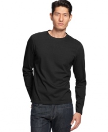 Solid long sleeve crew neck by Alfani RED is casual yet sophisticated to wear with jeans or slacks and a blazer.