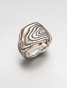 Intricate carving and textural details in sterling silver create a contemporary look that stylishly artistic.Sterling silverAbout 1 diamImported