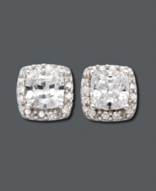 There's nothing more chic and versatile than a sparkling pair of studs. This B. Brilliant style is no exception with a cubic zirconia center (1-1/2 ct. t.w.) edged by pave-set accents. Set in sterling silver. Approximate diameter: 1/4 inch. There's nothing more chic and versatile than a sparkling pair of studs. This B. Brilliant style is no exception with a cubic zirconia center (1-1/2 ct. t.w.) edged by pave-set accents. Set in sterling silver. Approximate diameter: 1/4 inch.