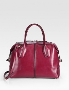 A roomy carryall with seam details in smooth leather with a convenient detachable strap.Double top handles, 4½ dropDetachable adjustable shoulder strap, 18-20 dropTop zip closureOne inside zip pocketFully lined13W X 10½H X 6DMade in Italy A roomy carryall with seam details in smooth leather with a convenient detachable strap.Double top handles, 4½ dropDetachable adjustable shoulder strap, 18-20 dropTop zip closureOne inside zip pocketFully lined13W X 10½H X 6DMade in Italy