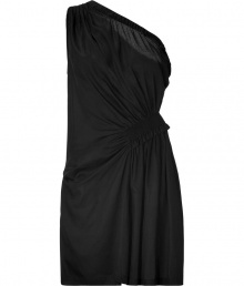 With an asymmetrical top and draped detailing, this Iro dress will make you the life of the party -One-shoulder top with draping detail, asymmetrical shirring and draping, exposed side zip, mini-length - Wear with metallic heels and a leather clutch