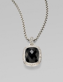 From the Noblesse Collection. A handsome faceted black onyx is edged in pavé diamonds and hangs on a sterling silver cable chain. Black onyx Diamonds, 0.3 tcw Sterling silver Chain length adjusts from about 16 to 17 Pendant width, about ½ Lobster clasp Made in USA From the Noblesse Collection. A handsome faceted black onyx is edged in pavé diamonds and hangs on a sterling silver cable chain. Black onyx Diamonds, 0.3 tcw Sterling silver Chain length adjusts from about 16 to 17 Pendant width, about ½ Lobster clasp Made in USA