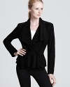 Update your fall closet with this Edun jacket in luxe suede, sporting an on-trend peplum and edgy zip accents.