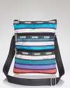 Keep the essentials close with LeSportsac's crossbody bag in striped nylon; practical interior zip compartments make those daily errands a little bit easier.