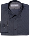 Give your look modern edge with the sleek stripes and contrast cuffs of this slim fit dress shirt from Marc New York.