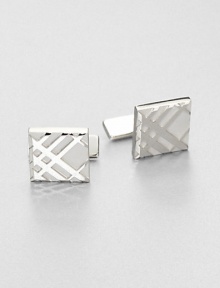 Elegant, embossed cuff links with signature check detail lend undeniable style to any dress wardrobe.BrassAbout ½ x ½Imported Elegant, embossed cuff links with signature check detail lend undeniable style to any dress wardrobe.BrassAbout ½ x ½Imported