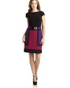 THE LOOKSolid jersey bodiceTextured colorblock skirtJewelneckCap sleevesRemovable contrast belt with buckleSide zipperTHE FITAbout 35 from shoulder to hemTHE MATERIALPolyester/spandexFully linedCARE & ORIGINDry cleanImportedModel shown is 5'9 (175cm) wearing US size 4. 